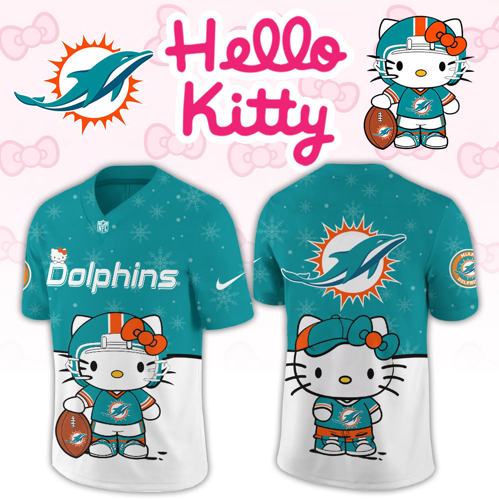 Miami Dolphins x Hello Kitty Jersey Miami Dolphins Merch Presents For Fans - Foxy23shop
