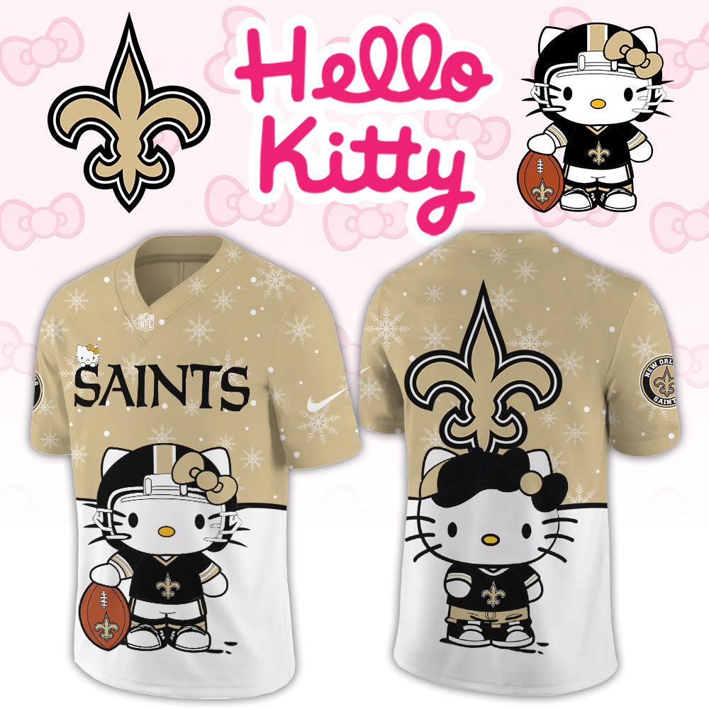 New Orleans Saints x Hello Kitty Jersey New Orleans Saints Merch Cool Gifts For Fans - Foxy23shop