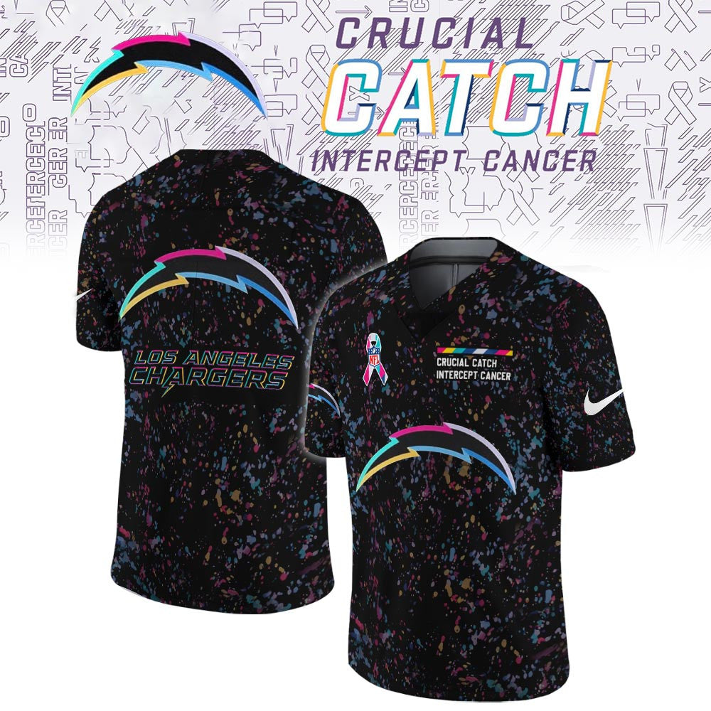NFL Crucial Catch Merch 2026 Los Angeles Chargers Intercept Cancer Jersey Fan Gear - Foxy23shop