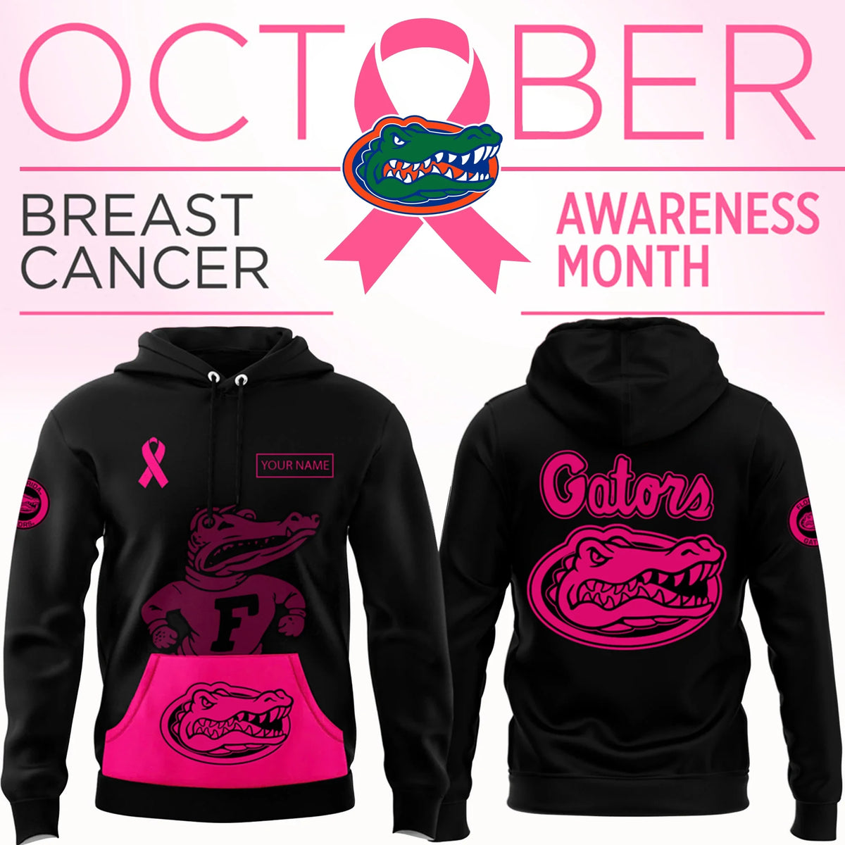 Personalized Florida Gators X Breast Cancer Awareness Hoodie Florida Gators Merch Football Fan Gear - Foxy23shop