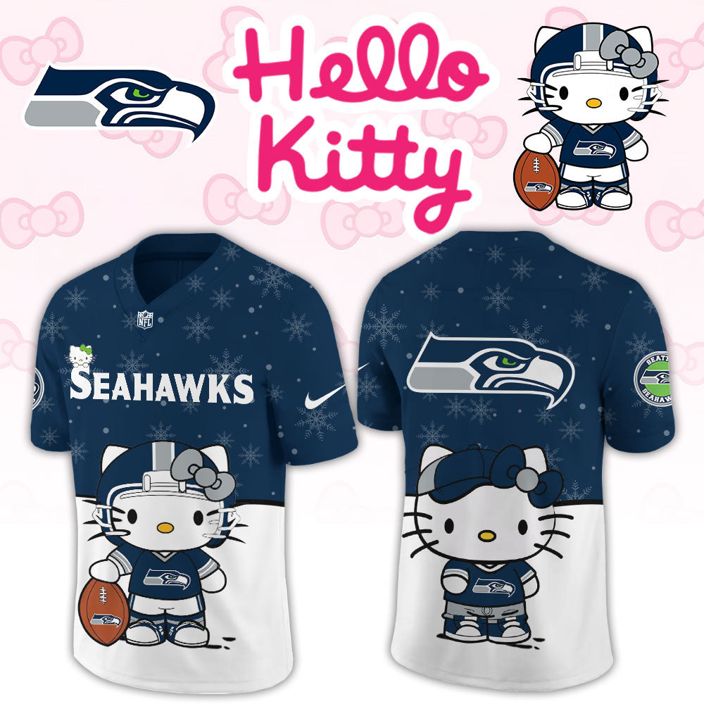 Seattle Seahawks x Hello Kitty Merch 2026 NFL Jersey Seattle Seahawks Clothing Fan Gear - Foxy23shop