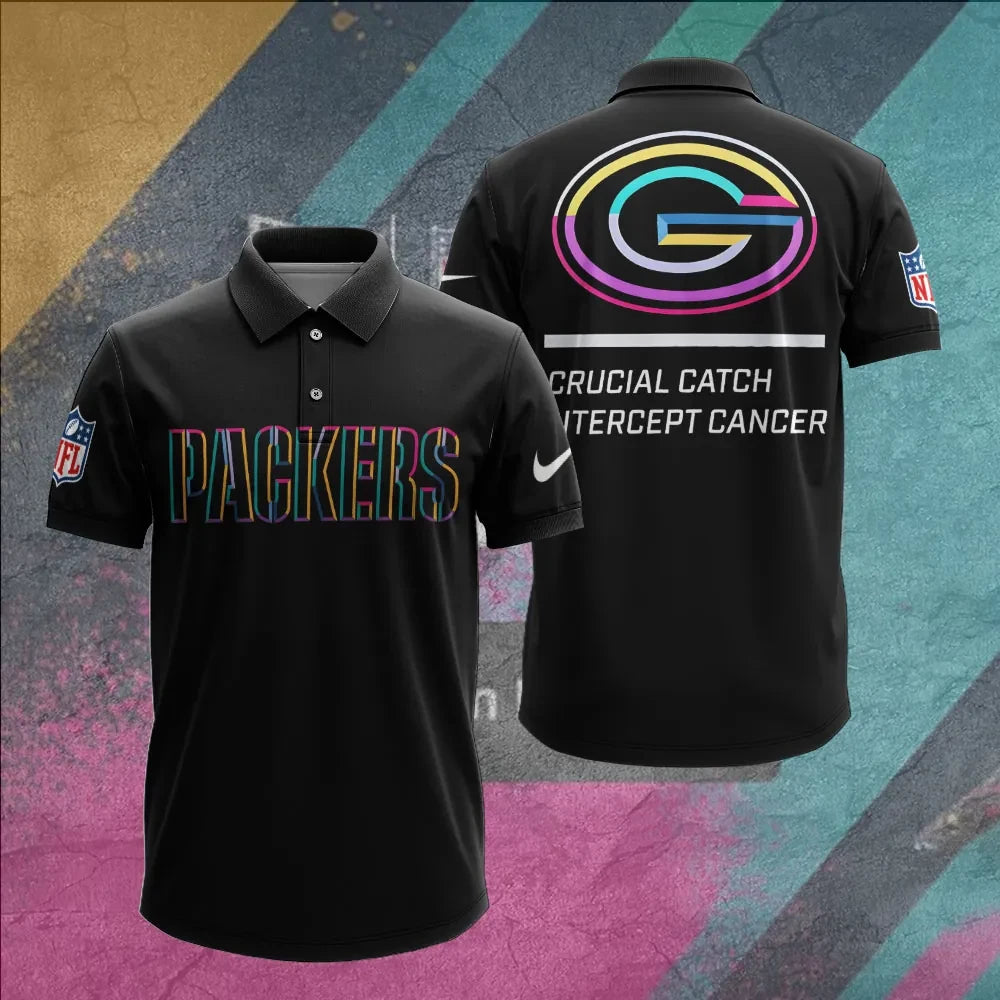 Green Bay Packers Merch NFL 2026 Crucial Catch Intercept Cancer Polo Shirt Green Bay Packers Merch Gifts For Fans - Foxy23shop