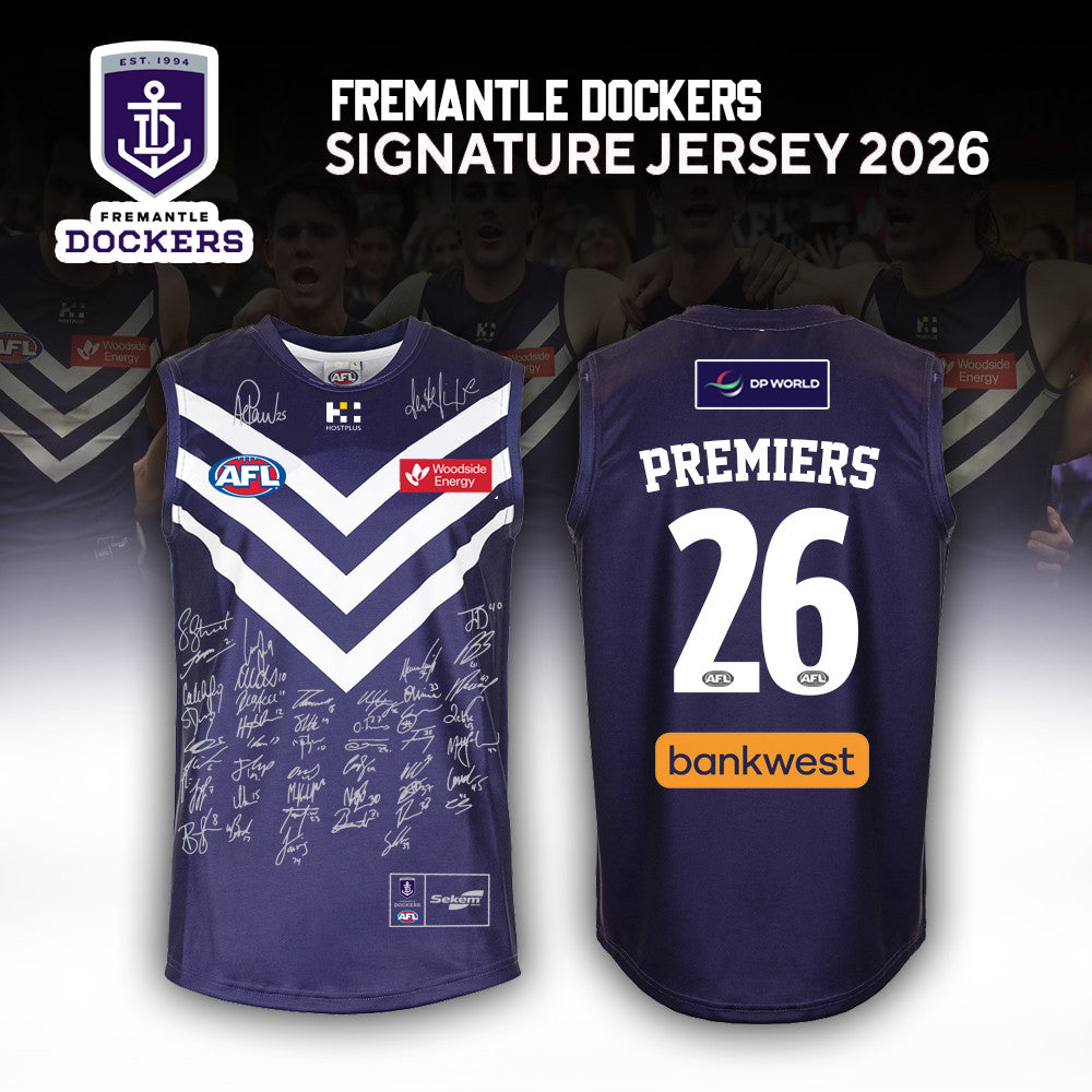 Fremantle Dockers 2026 AFL Premiers Signed Tank Top Fremantle Dockers Merch Fan Gear - Foxy23shop