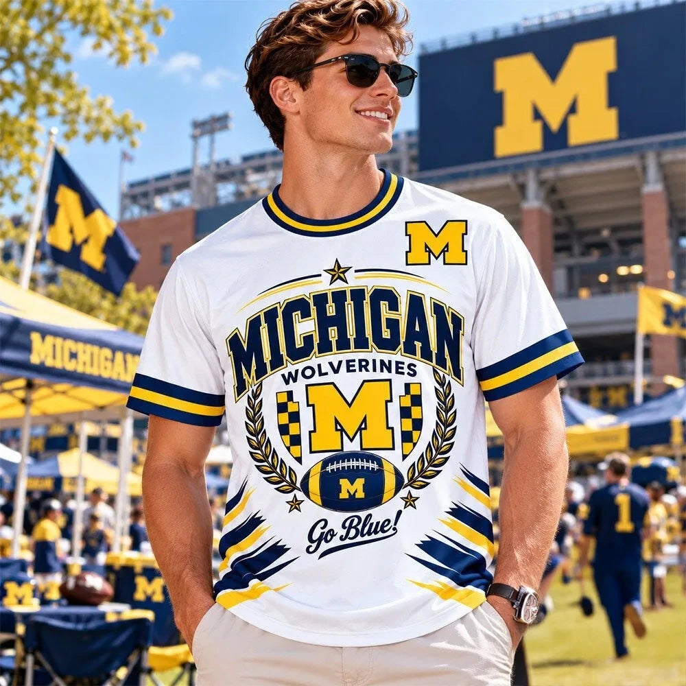 Michigan Wolverines Merch Go Blue Football Concept Fan T-Shirt Gifts For Michigan Wolverines Fans - Foxy23shop
