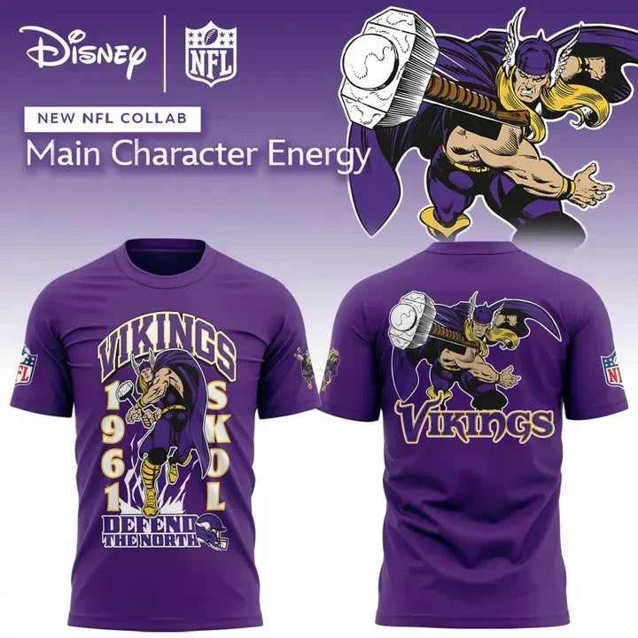 Disney X Minnesota Vikings Collaboration Graphic T-Shirt 2026 NFL Gameday Outfits Fan Gear - Foxy23shop