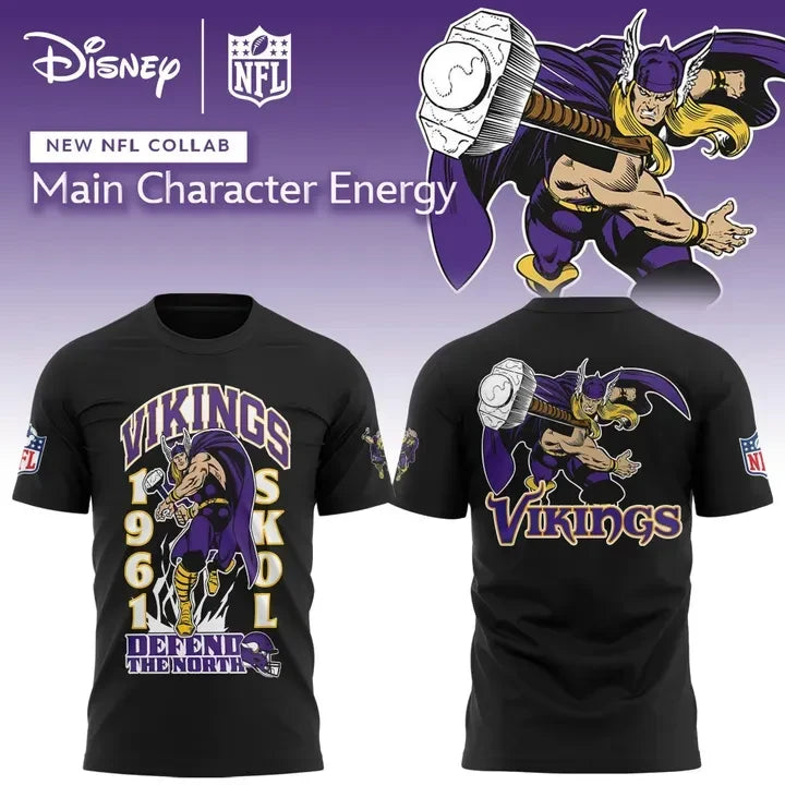 Disney X Minnesota Vikings Merch Collaboration Graphic T-Shirt Best Gifts For NFL Fans - Foxy23shop
