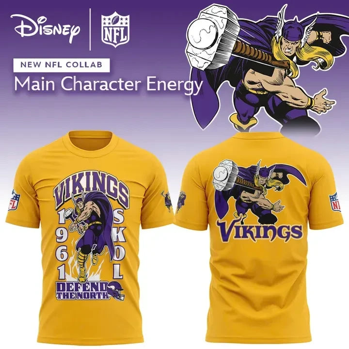 Disney X Minnesota Vikings Merch Collaboration Graphic T-Shirt Football Fan Gear - Foxy23shop