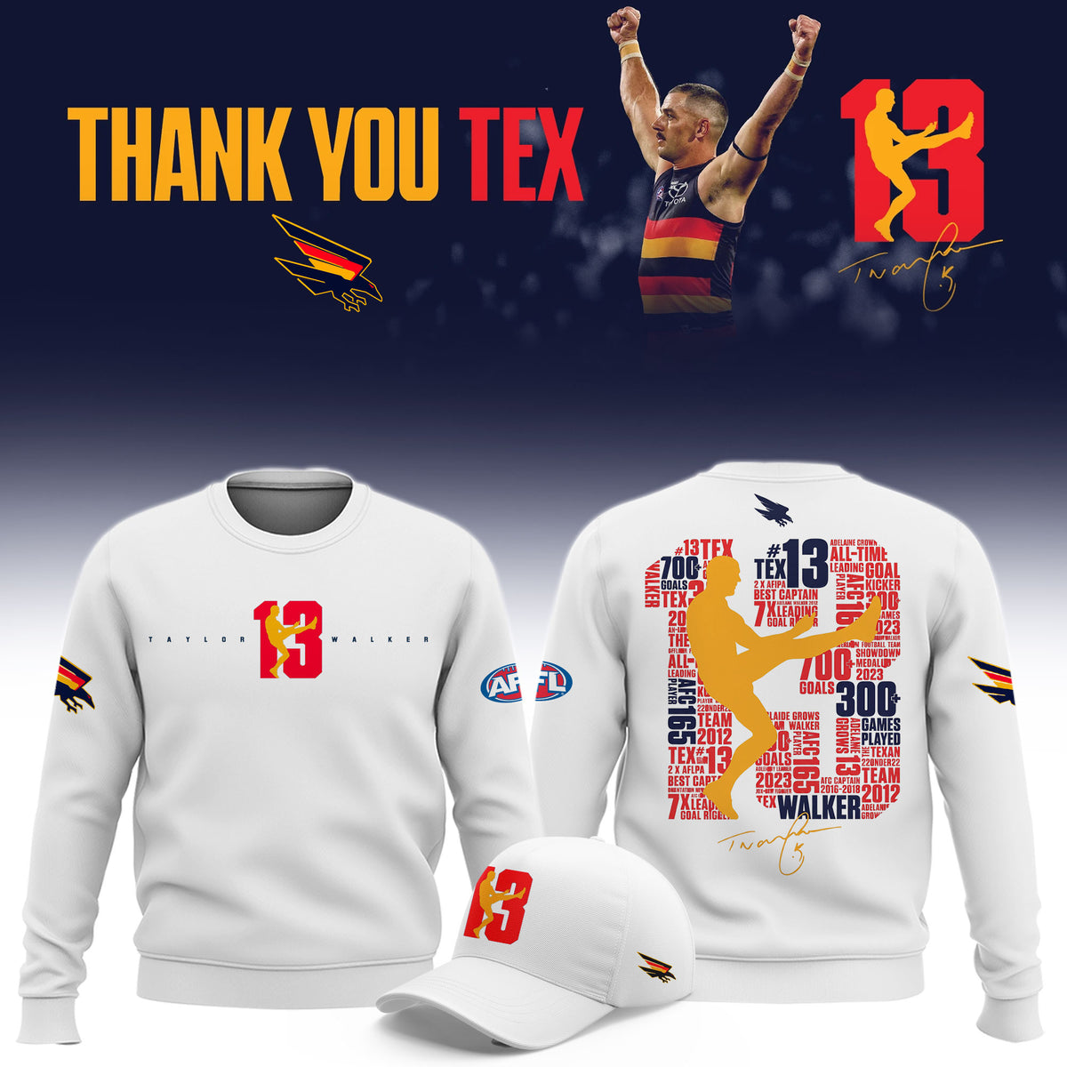 Adelaide Crows Taylor Walker Retirement Sweatshirt Adelaide Crows Clothing Best Fan Gears - Foxy23shop