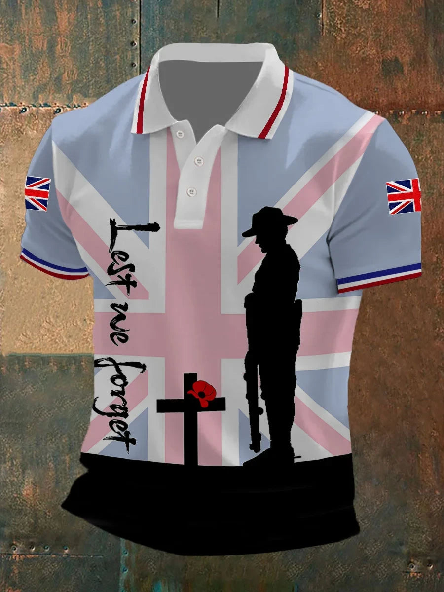 Lest We Forget Polo Shirt British Veterans Memorial Unique Clothing Gift Ideas For Him - Foxy23shop