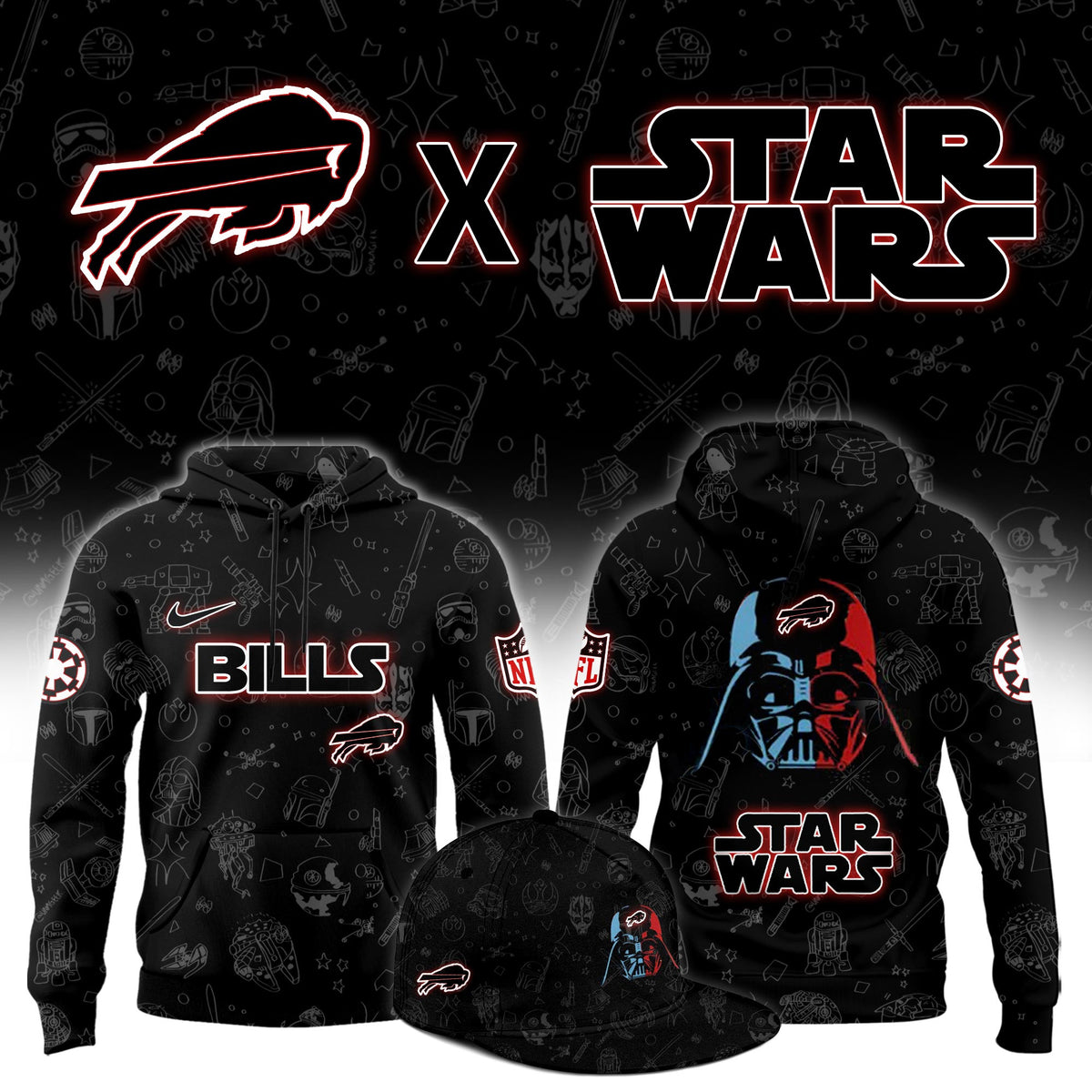 Buffalo Bills x Star Wars Hoodie Buffalo Bills Hooded Sweatshirt Fan Gears - Foxy23shop
