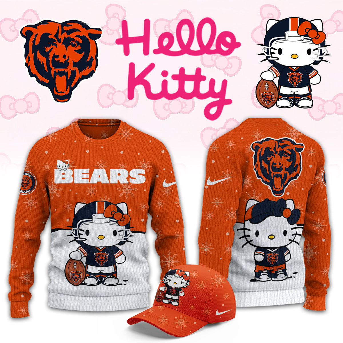 Chicago Bears x Hello Kitty Sweatshirt Chicago Bears Apparel Presents For Fans - Foxy23shop