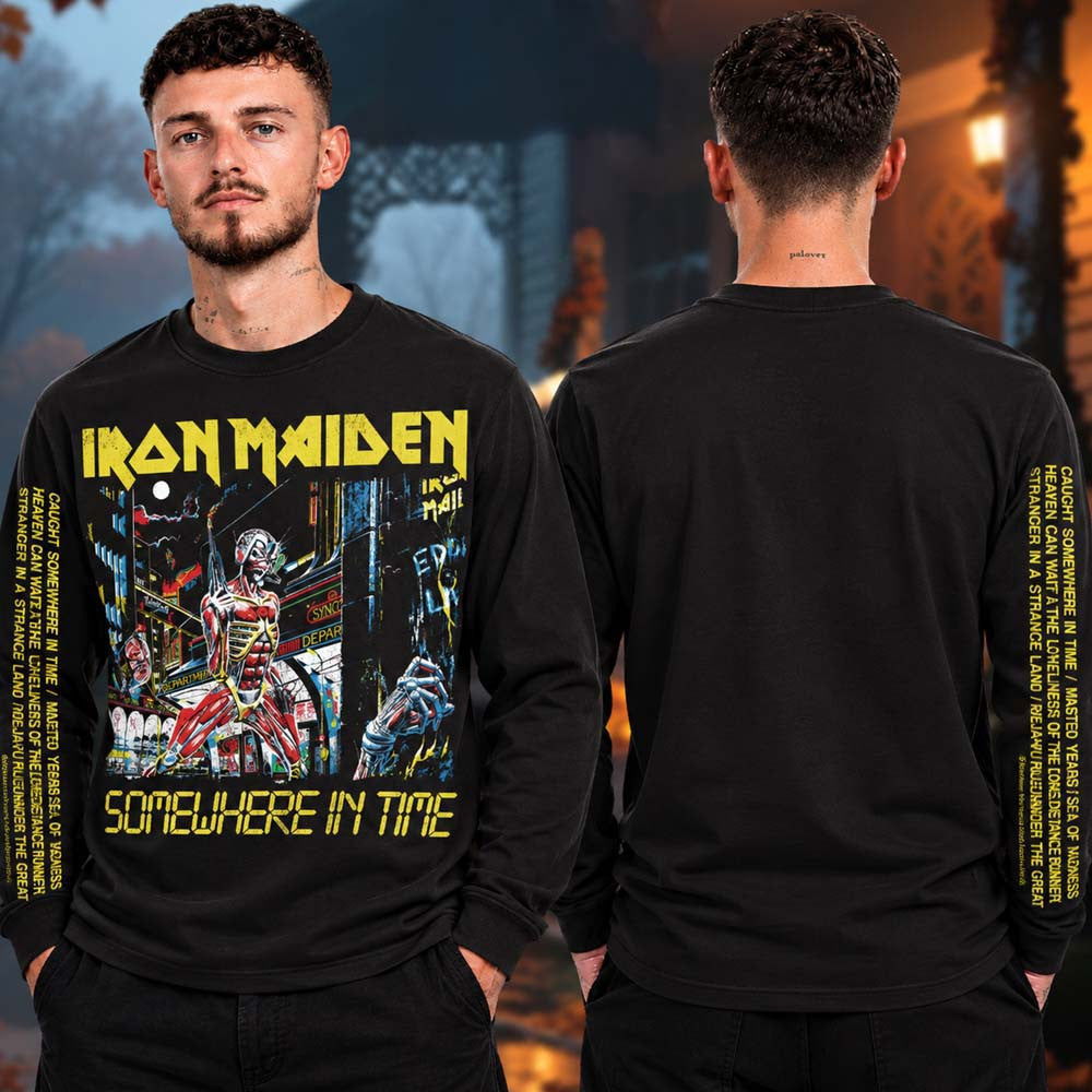 Iron Maiden Merch Somewhere In Time 40th Anniversary Long Sleeve Shirt Iron Maiden Fan Gift - Foxy23shop