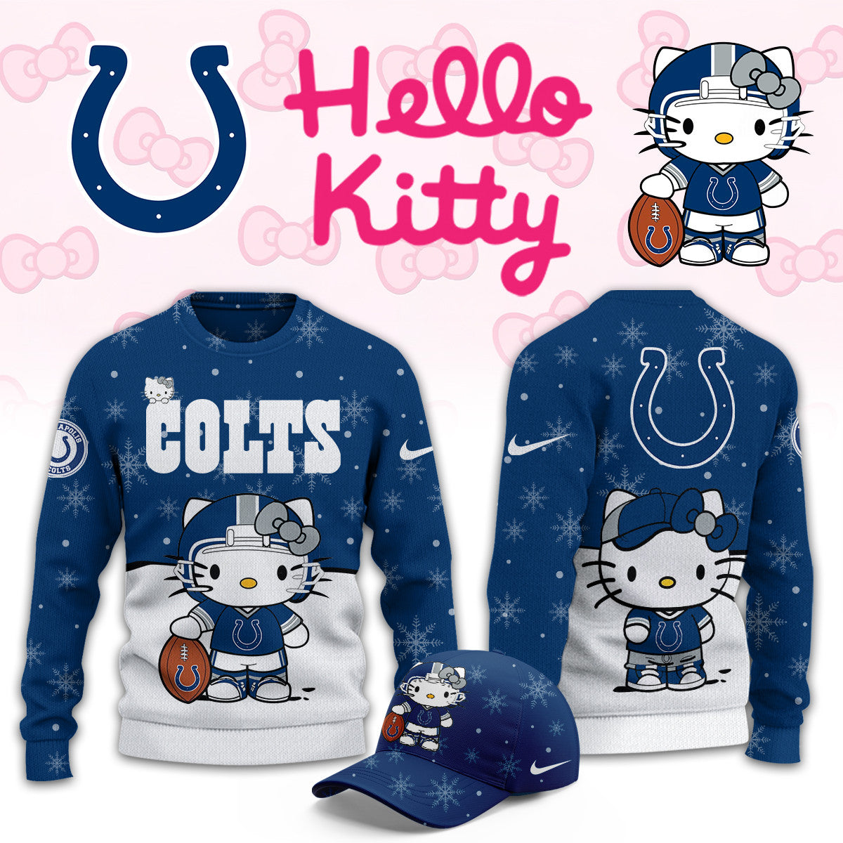 Indianapolis Colts x Hello Kitty Sweatshirt Indianapolis Colts Apparel Presents For Huge Fans - Foxy23shop