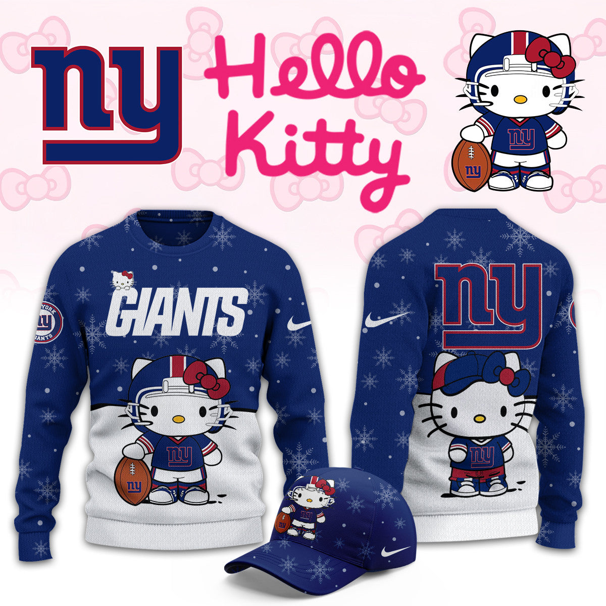 New York Giants x Hello Kitty Sweatshirt New York Giants Clothing Best Presents For Fans - Foxy23shop