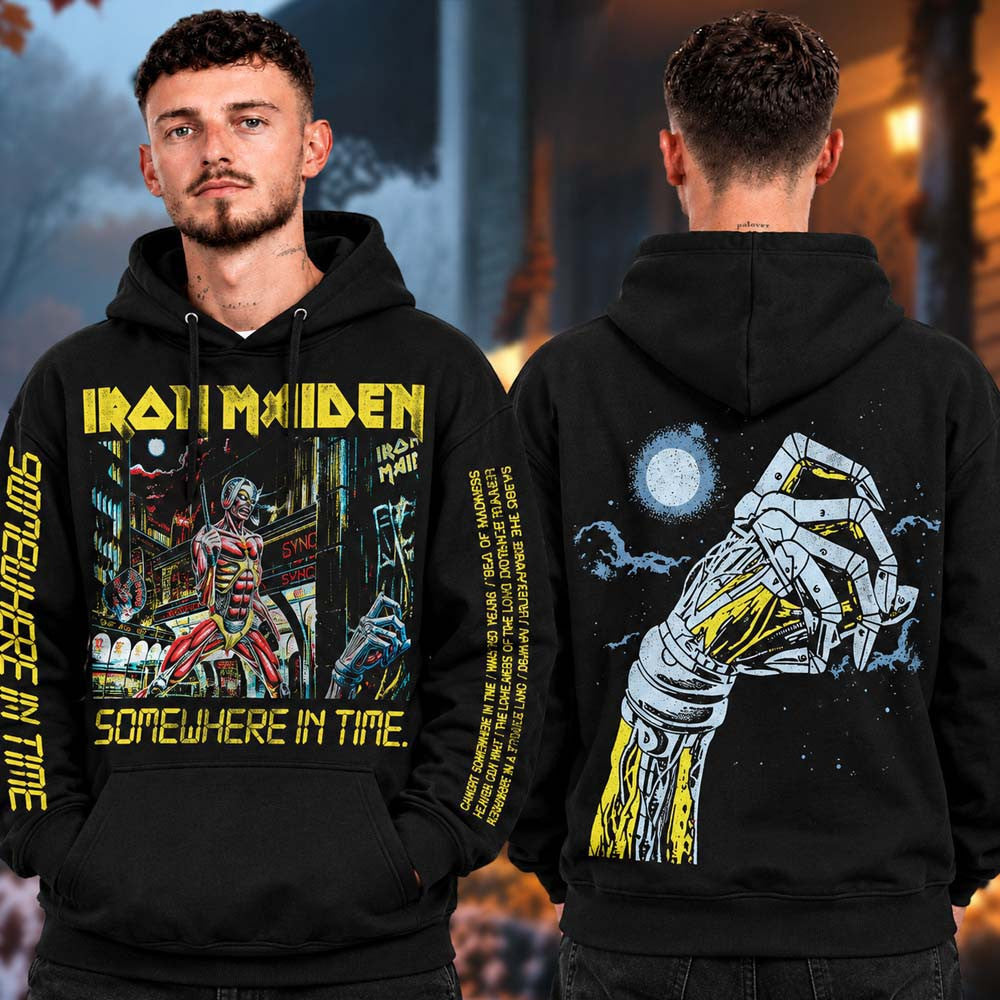Iron Maiden Merch Somewhere In Time 40th Anniversary Hoodie Iron Maiden Apparel - Foxy23shop