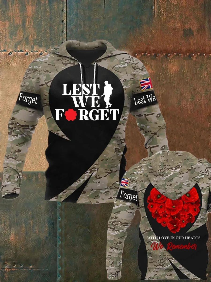 Lest We Forget Hoodie Poppy Remembrance Shirt Gift For Patriotic Fathers - Foxy23shop