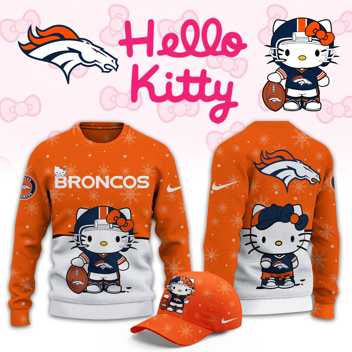 Denver Broncos x Hello Kitty Sweatshirt Denver Broncos Apparel Gifts For Football Lovers - Foxy23shop