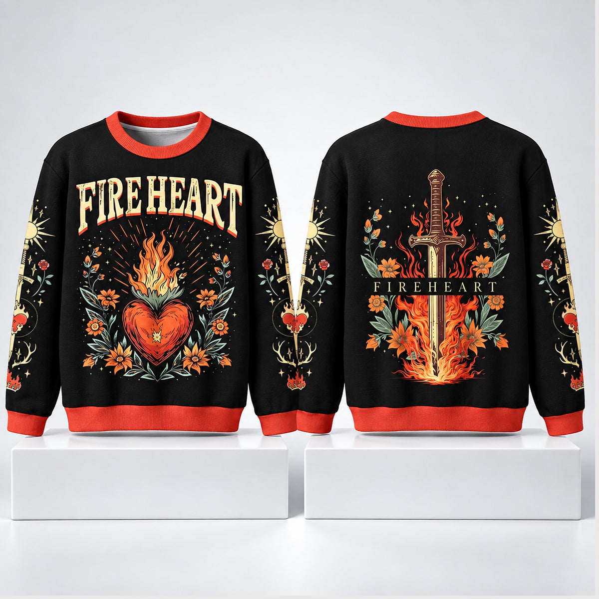 Flower Fireheart Christmas Ugly Sweater Xmas Clothing Christmas Gifts Idea - Foxy23shop