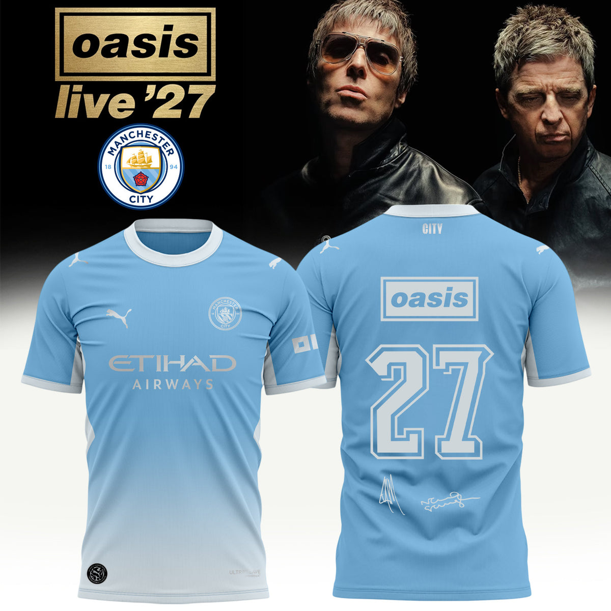 Manchester City X Oasis Live 27 Merch Signature Shirt Gifts For Soccer Lovers - Foxy23shop