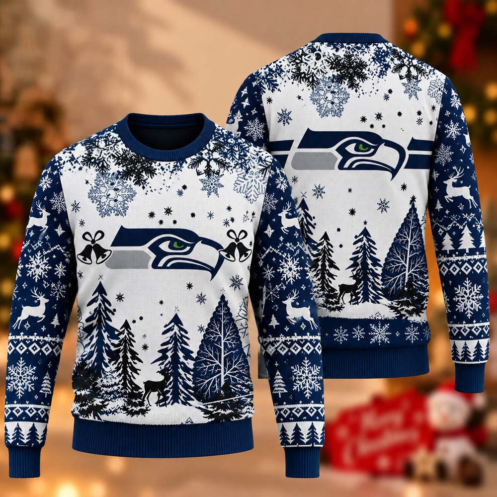 Seattle Seahawks NFL Ugly Christmas Sweater Xmas Clothing The 12s Gift Idea - Foxy23shop