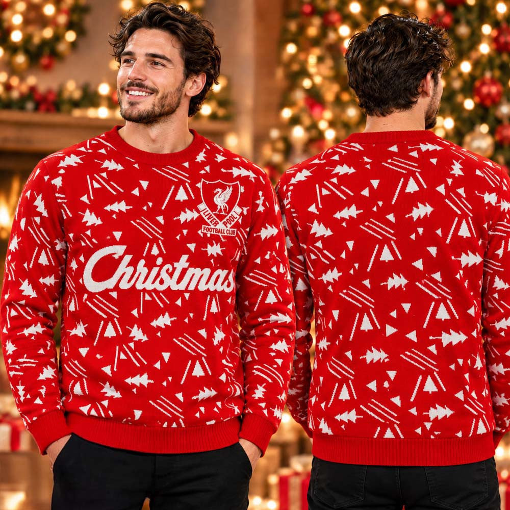 Liverpool LFC Retro White And Red Christmas Ugly Sweater Liverpool Merch Xmas Gifts For Fans - Foxy23shop