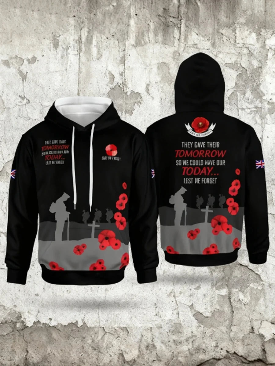 Lest We Forget Hoodie Poppy Remembrance Shirt Gift For Veterans - Foxy23shop