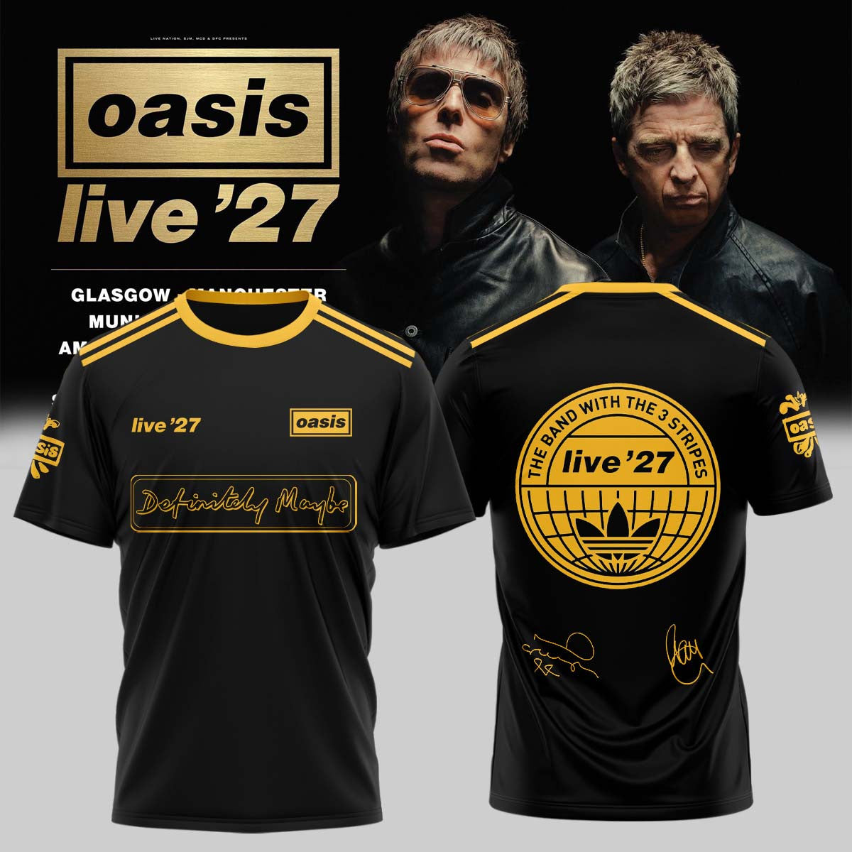 Oasis Store TZ Merch Oasis Live 27 World Tour Signed T-Shirt Gifts For Rock Fans - Foxy23shop