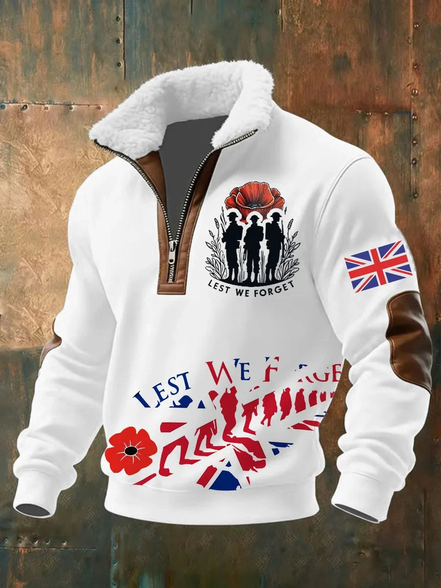 Lest We Forget Half Zip Sweatshirt Poppy Memorial Shirt Gift For Patriotic Dads - Foxy23shop