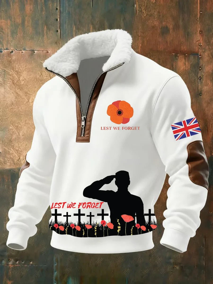 Lest We Forget Quarter Zip Sweatshirt Veteran Honor Poppy Shirt Gift For Brothers - Foxy23shop
