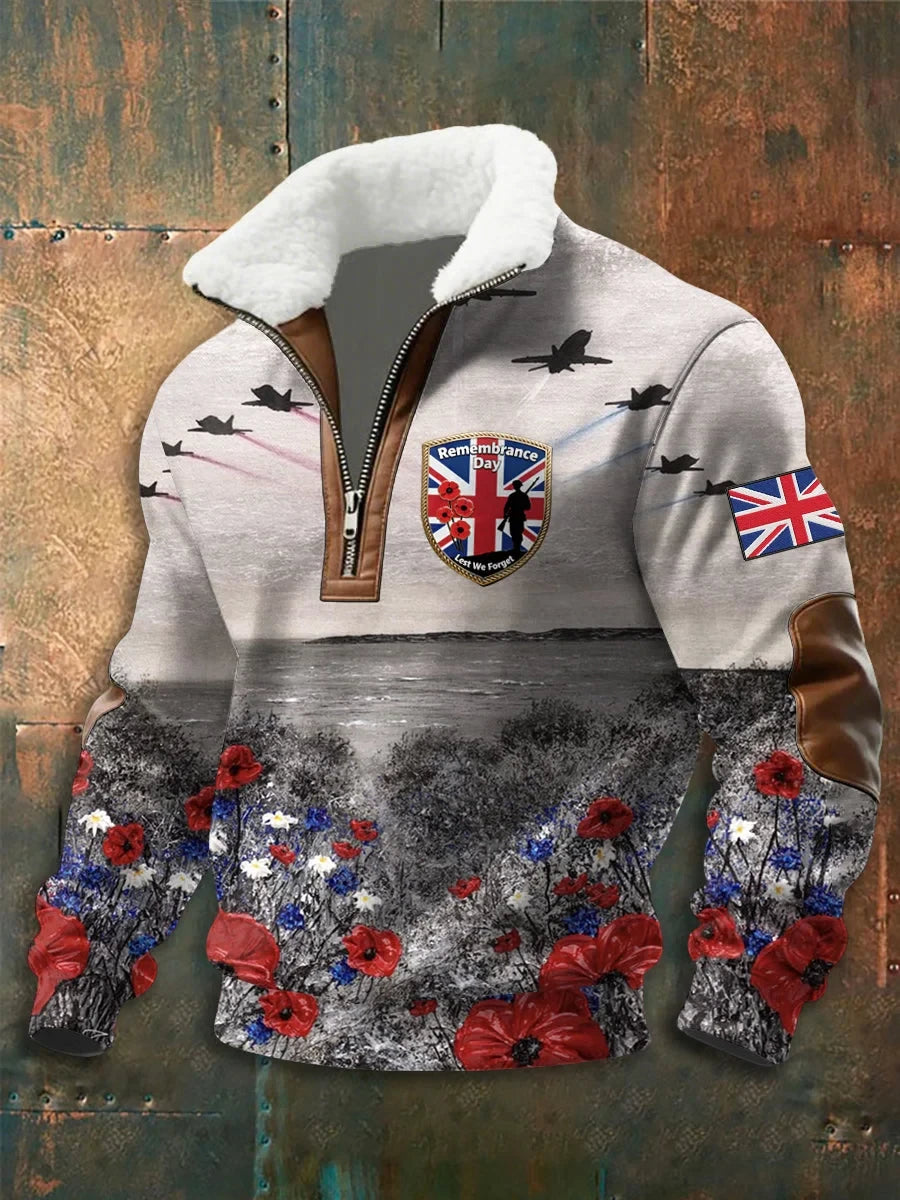 Lest We Forget Quarter Zip Sweatshirt Poppy Memorial Legacy Clothing Gift For Dads - Foxy23shop