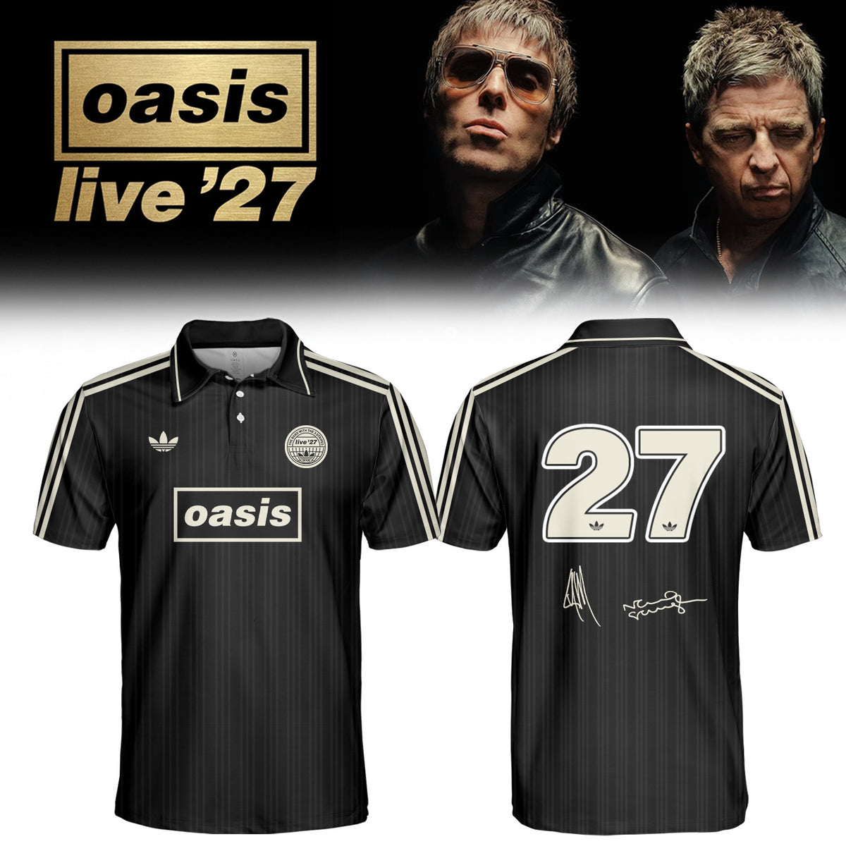 Oasis Merch Live 27 World Tour Signed Polo Shirt Oasis Concert Outfits Fans Gifts - Foxy23shop