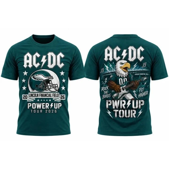 AC DC X Philadelphia Eagles Merch Power Up Tour 2026 Shirt Presents For ACDC Lovers - Foxy23shop