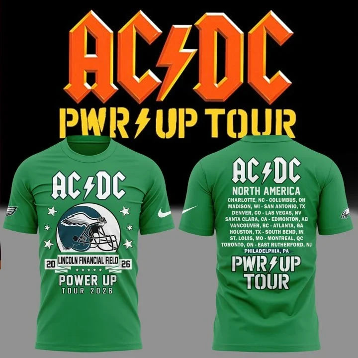 AC DC X Philadelphia Eagles Merch Power Up Tour 2026 Shirt Presents For Rock Lovers - Foxy23shop