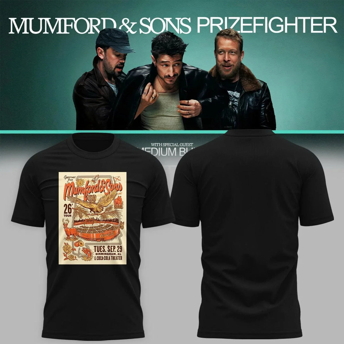 Mumford And Sons Merch Prizefighter Tour 2026 Black T-Shirt Presents For Mumford And Sons Fans - Foxy23shop