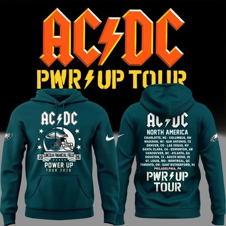 AC DC x Philadelphia Eagles Merch Power Up Tour 2026 Hoodie Best Gifts For AC DC Fan - Foxy23shop
