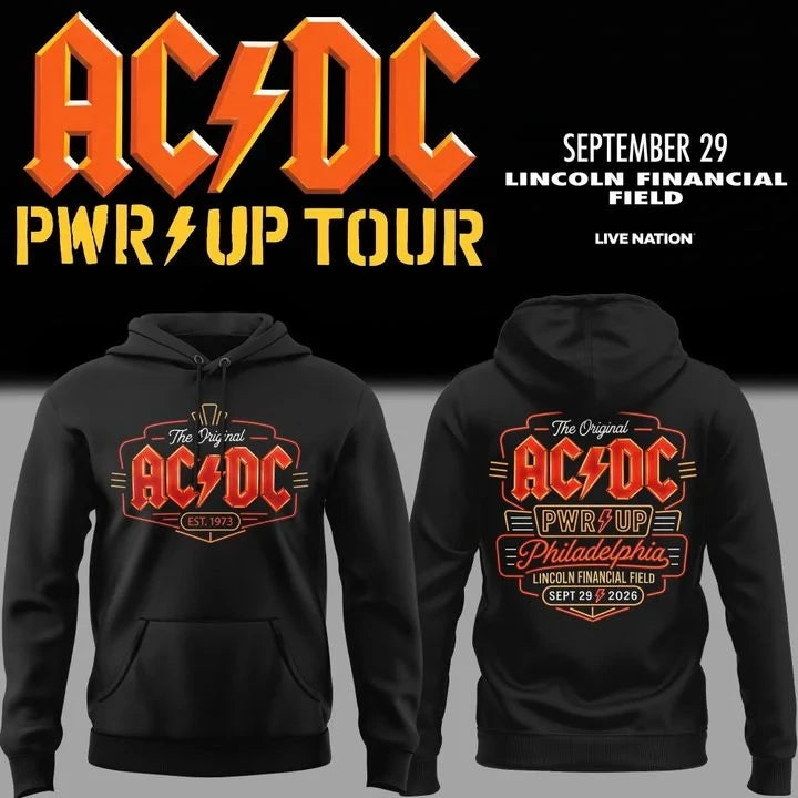 AC DC x Philadelphia Eagles Merch Power Up Tour 2026 Hoodie AC DC Hooded Sweatshirt - Foxy23shop