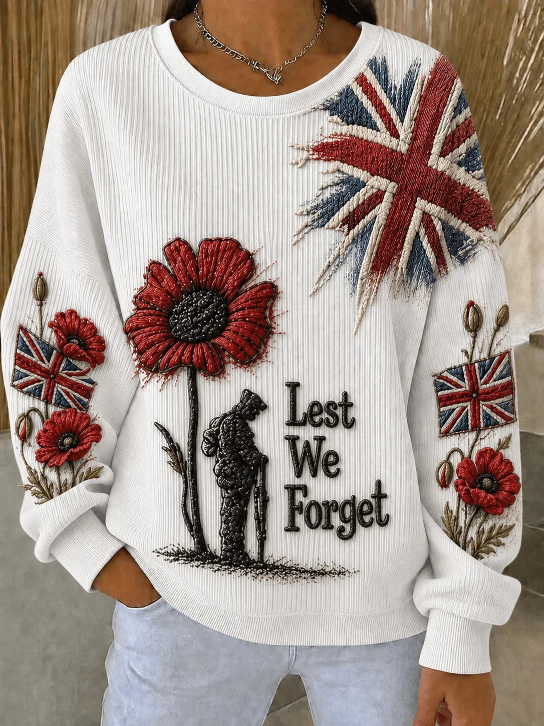 Lest We Forget Sweatshirt Fallen Soldier Poppy Apparel Gift For Women - Foxy23shop