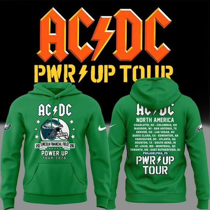 AC DC X Philadelphia Eagles Merch Power Up Tour 2026 Hoodie AC DC Clothing - Foxy23shop