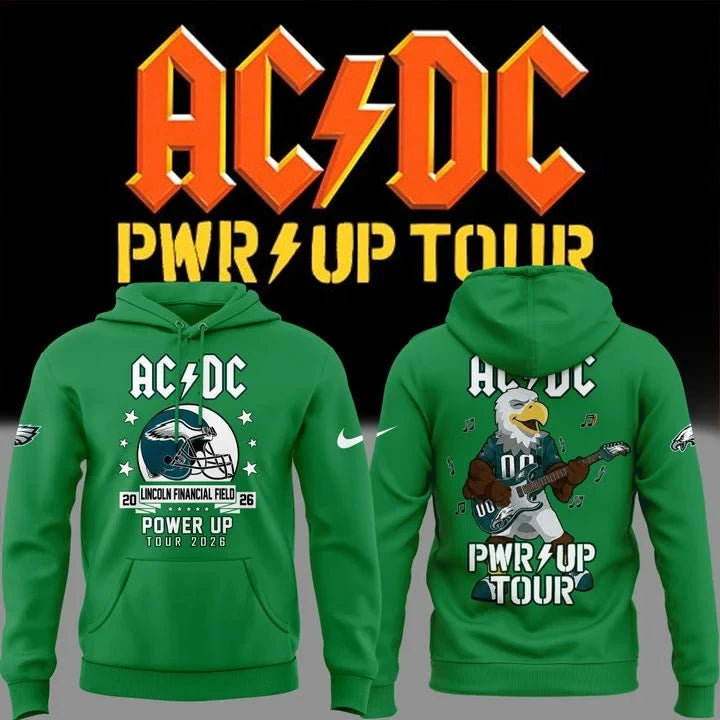 AC DC X Philadelphia Eagles Merch Power Up Tour 2026 Hoodie AC DC Apparel - Foxy23shop