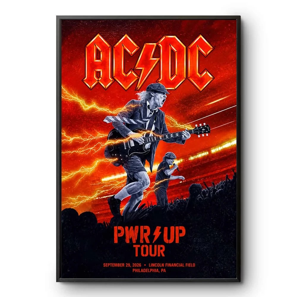 AC DC x Philadelphia Eagles Power Up Tour 2026 Poster AC DC Concert Poster Rock Lover Gifts - Foxy23shop
