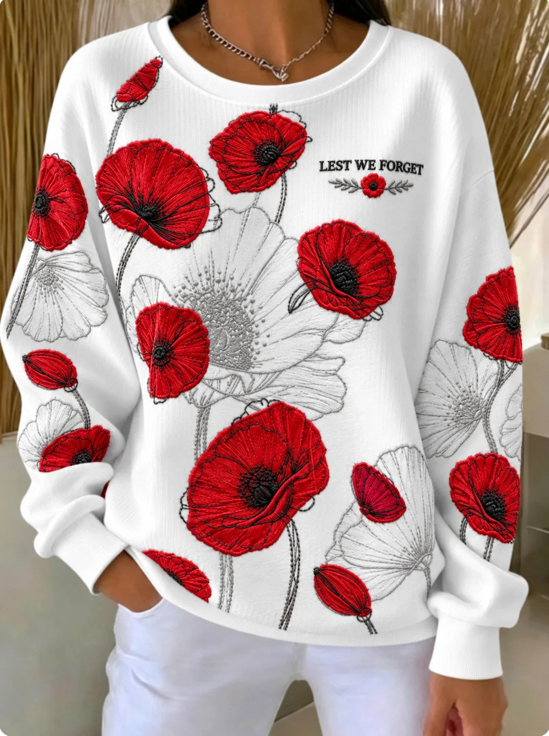 Lest We Forget Sweatshirt Poppy Memorial Legacy Clothing Gift For Women - Foxy23shop