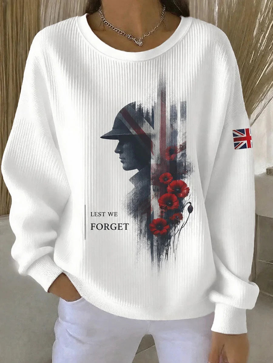 Lest We Forget Sweatshirt Poppy Tribute Memorial Clothing Gift For Mothers - Foxy23shop