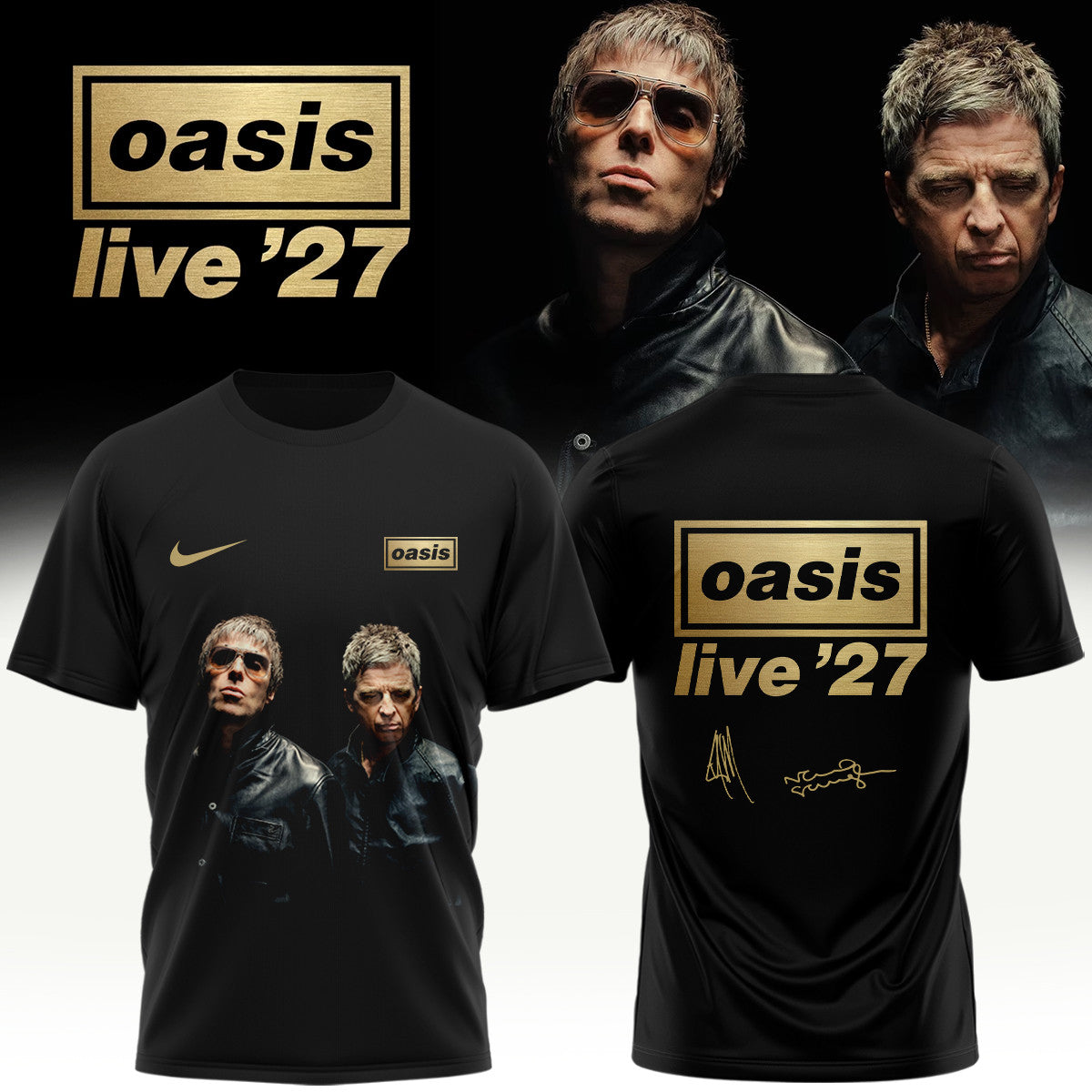 Oasis Store TZ Merch Oasis Live 27 World Tour Black Shirt Rock Lovers Gifts - Foxy23shop