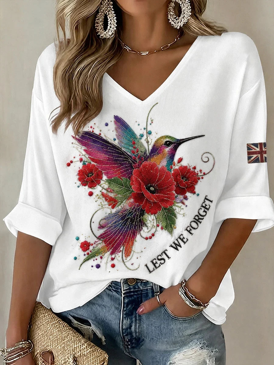 Lest We Forget V-Neck Long Sleeve Shirt Fallen Soldier Remembrance Apparel Gift Ideas - Foxy23shop