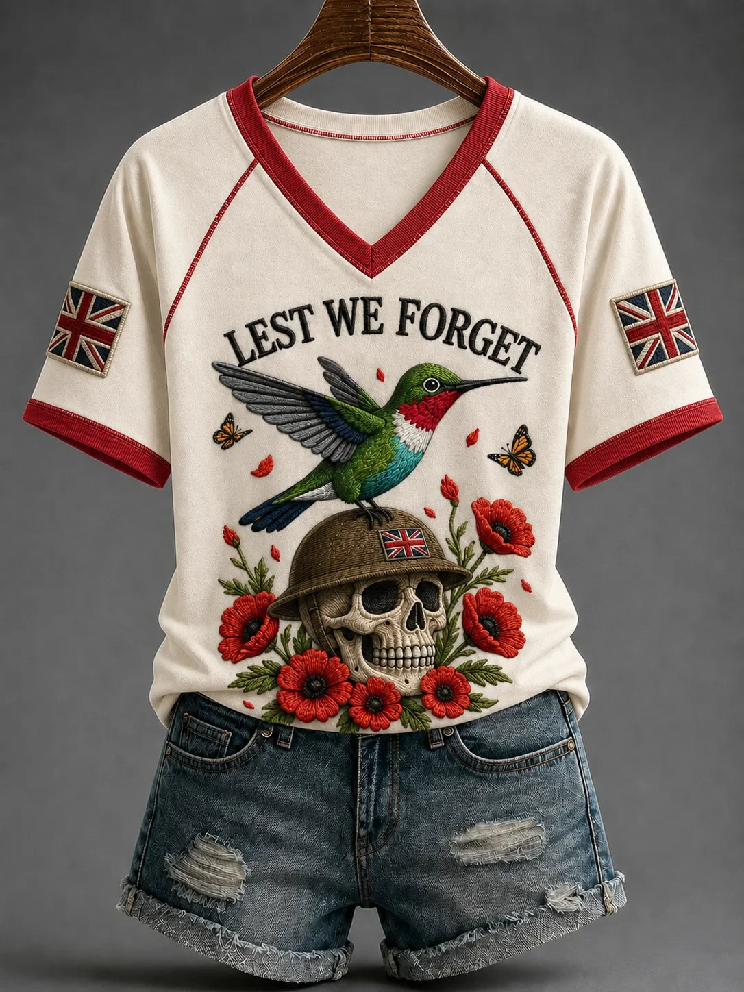 Lest We Forget V-Neck Shirt Veteran Remembrance Legacy Apparel Gift For Women - Foxy23shop
