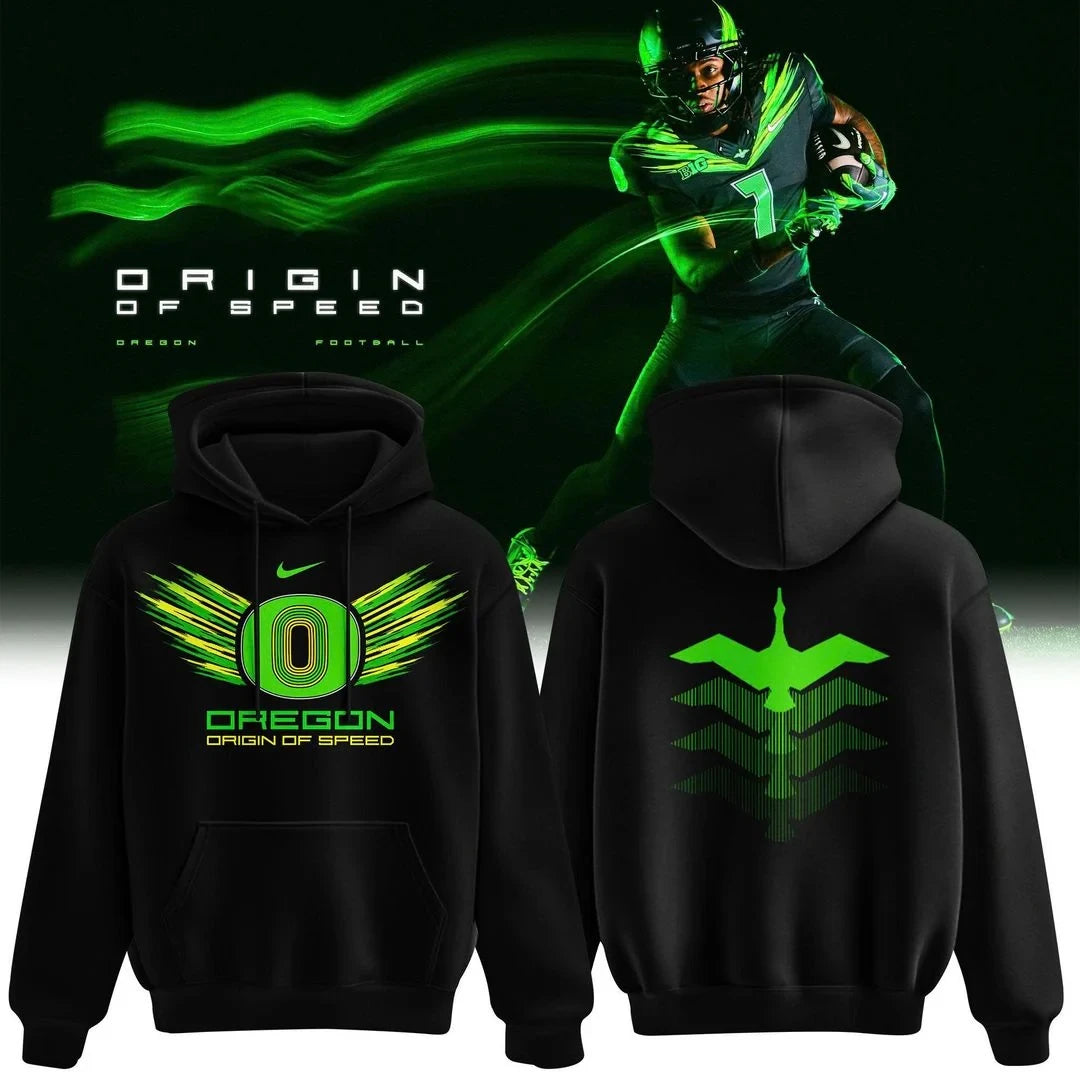 Oregon Ducks Merch Origin Of Speed 2026 Black Hoodie Duck Fans Gifts - Foxy23shop