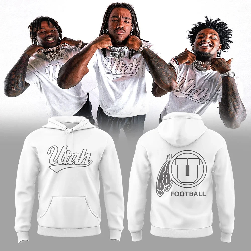Utah Utes Football Merch White Out Script Logo Hoodie Best Fan Gear - Foxy23shop