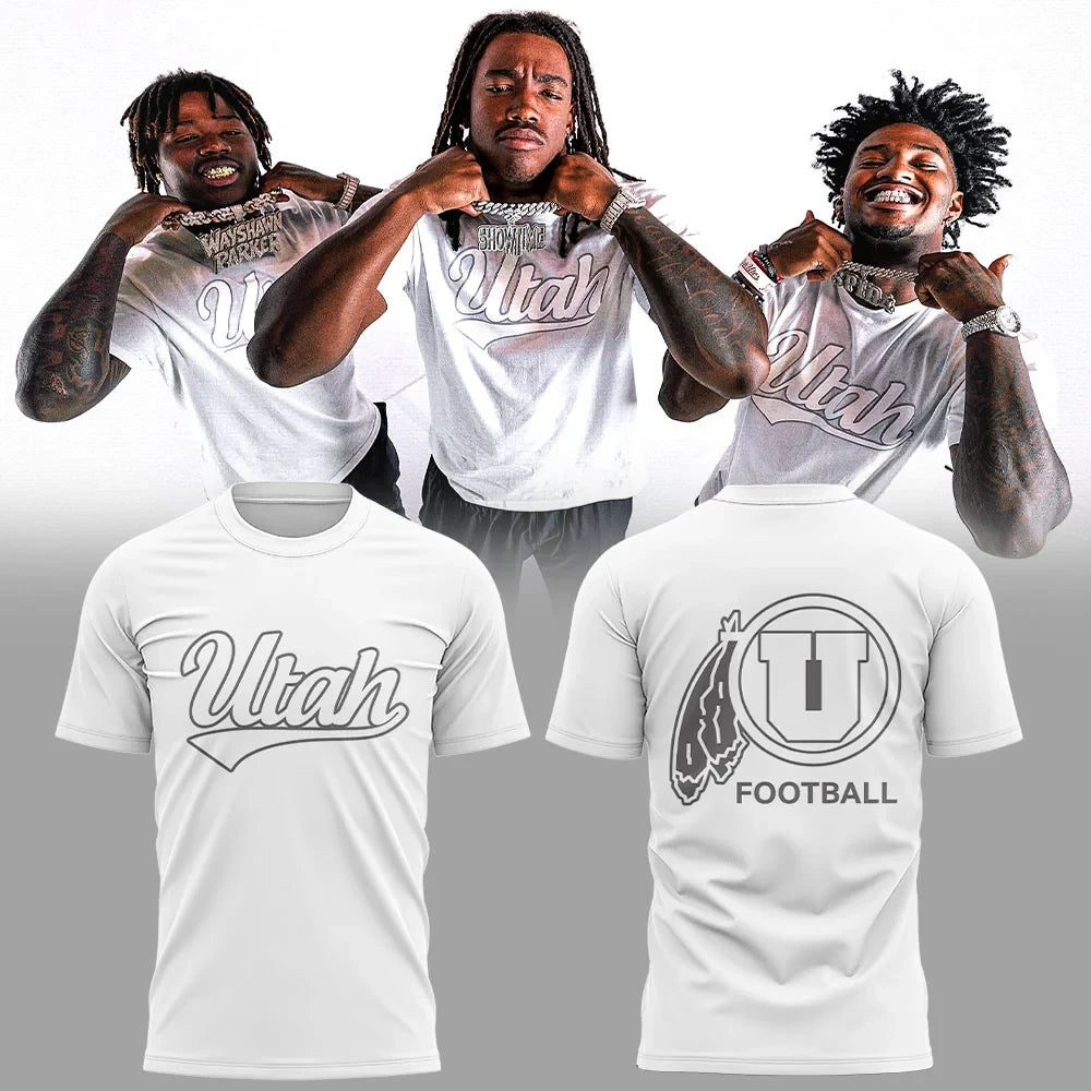 Utah Utes Football White Out Script Logo White T-Shirt Gifts For Football Lovers - Foxy23shop