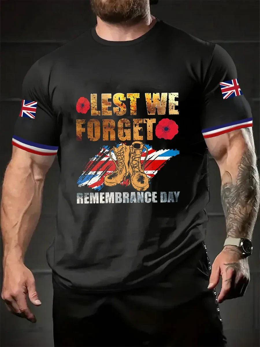 Lest We Forget T-Shirt Poppy Tribute Memorial Clothing Gift For Fathers - Foxy23shop
