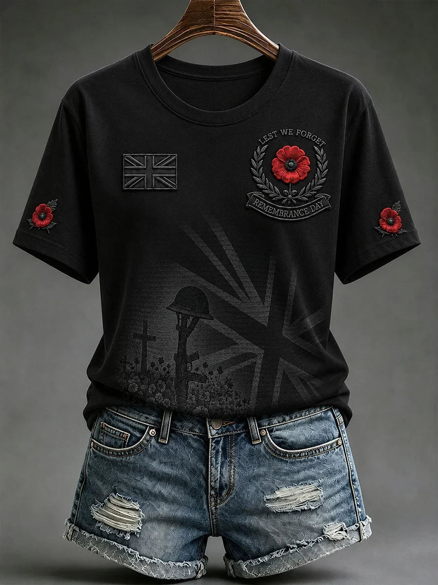 Lest We Forget T-Shirt Veteran Poppy Field Tribute Shirt Gift For Moms - Foxy23shop